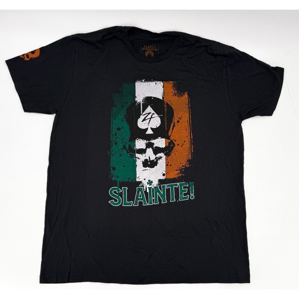 Zero Foxtrot Shirt Mens XL Black Slainte Skull Irish Flag Tee Cotton Blend